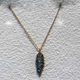 Şampanya pırlanta tüy kolye